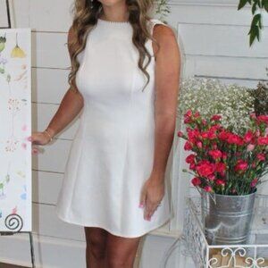 White Pearl Bow Dress